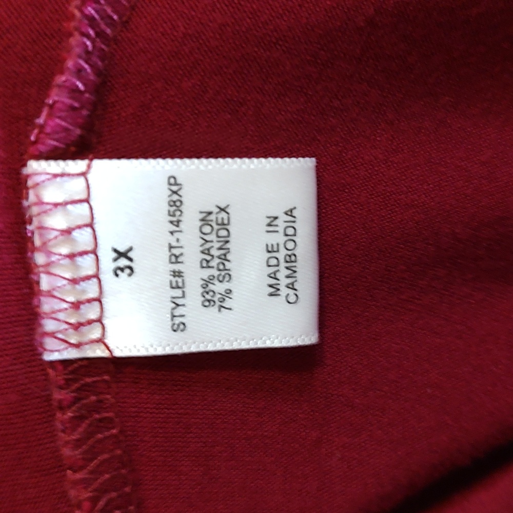 Zenana Premium Flowy Jersey Knit Swing Dress Burgundy ¾-Sleeve Lagenlook Size 3X - Picture 11 of 11